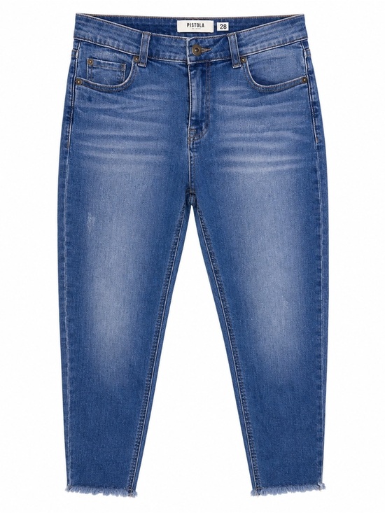 pistola Denim - Pistola Jeans Womens 28 High Rise Raw Hem Skinny Crop Denim Blue